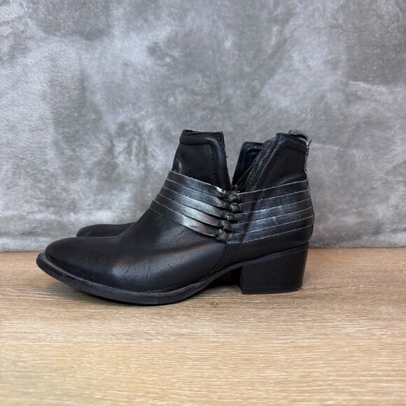 Diba Skyler Women's Ankle Boot Bootie Fall Heel Western Leather Black Size 7.5 - Picture 2 of 10